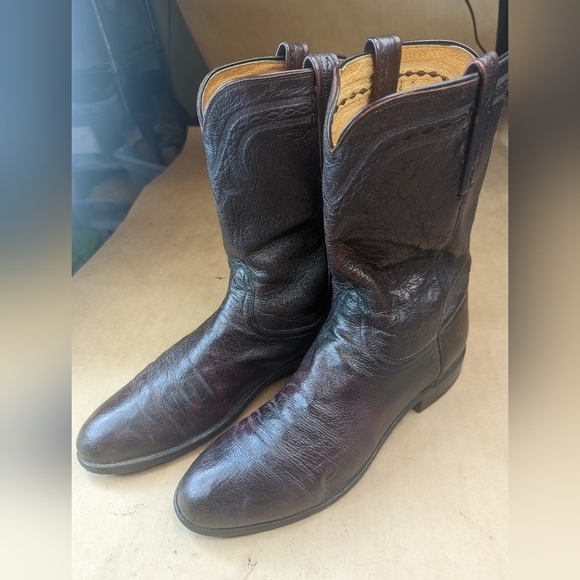 Lucchese Boots men's size 11D Exotic Genuine Black Cherry Smooth Ostrich classic - Picture 3 of 16